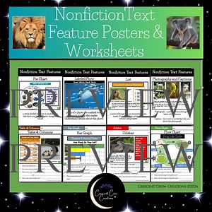 Nonfiction Text Features Unit Posters & Worksheets Library/classroom Lessons Informational Text Parts of a Book - Etsy