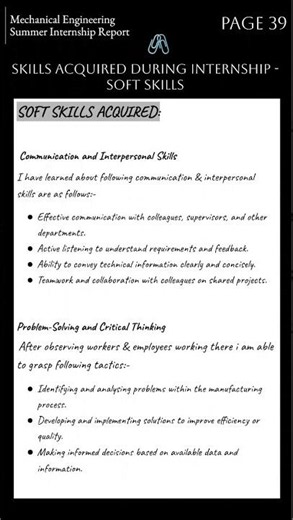 Soft Skills Acquired × Mechanical Engineering Summer Internship Report |Manufacturing Industry 🫧 39
