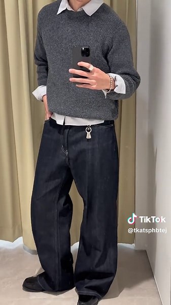 このぐらいの細さのパンツが1番スタイル盛れる #秋冬ファッション #レイヤードコーデ #秋冬ニット