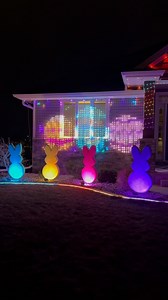 🐰 DIY Peeps! 🐥 These were so fun to make and I think they turned out great but they look even better lit up with #GoveeOutdoorLights My kids did point out something they are missing though…did you notice? #goveepartner #Easter #easterdecor #yardrevolution | Abby |Builds•DIY•Flips•Design|