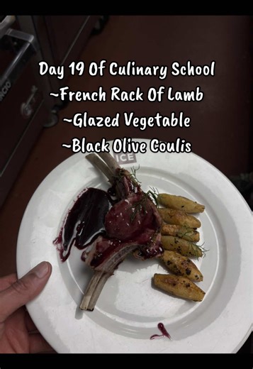 Day 19 Of Culinary School Culinary Fundamentals 2 - Poultry, Pork, & Lamb ~Roasted Rack Of Lamb Persillade W/Tourné Potatoes, Tourné Rutabaga, & Pan Sauce ~Roasted Rack Of Lamb W/Tourné Potatoes, Glazed Baby Fennel, & Pan Sauce @Inst. Of Culinary Education #fyp #viral #culinary #culinaryschool #culinarystudent