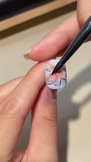 3D Transparent Flower Nail Art Soft Pastel Elegant Gel Design#flowertextureart #shortsvideo