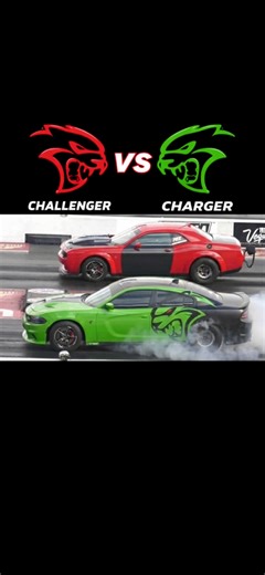 Dodge Charger SRT Hellcat vs Dodge Challenger SRT Hellcat #Mopar #Hellcat #DragRacing #DodgePerformance #Challenger #Charger | Wheels
