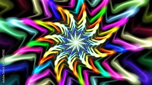 Radial iridescent intersecting trembling waves, rays, beams dividing black background into sectors. Vivid wavering curl fractal particles changing positions, distorting and sparkling. 4K UHD 4096x2304