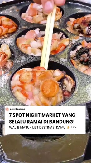 Bandung kalau malam tuh beda rasanya 😍 Lampu kota, aroma jajanan, dan perut yang siap bahagia! Ini dia night market Bandung yang selalu rame 🔥 📍 Sudirman Street Day & Night Market @sudirmanstreetfood_bandung @sudirmanstreet 📍 Cibadak Night Culinary Festival @cibadakculinarynight_official @cibadakculinary 📍 Paskal Food Market @officialpaskalfoodmarket @23paskal 📍 Lengkong Food Street 📍 Jalan Dipatiukur (DU) 📍 Braga Culinary Night 📍 Area Gasibu & Gedung Sate Siap kulineran sampai lupa wak