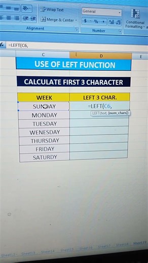 Use of Left function Short Cut #excel
