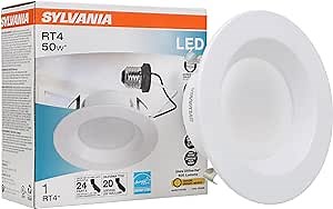 LEDVANCE 4" LED RT4 Recessed Downlight Kit, 50W Replacement, Efficient 9W, E26 Medium Base, White, 1 Count (Pack of 1)