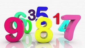 Numbers in various colors
