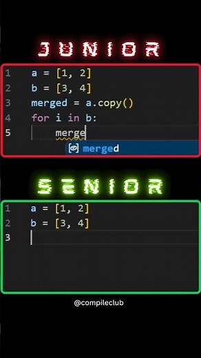 🚀 Python Tip: Merge Lists Without Loops 🐍🤖 #coding #python #softwarearchitect #ai #code #codingbat