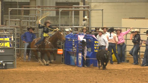 While the WPRA World Champion Breakaway Roper won't be crowned until next month in Las Vegas some ladies are getting a jump start for 2025 qualifications. Three ladies tied atop the 7K Roping leaderboard on opening night at the 2024 WPRA World Finals with a 1.9 second run. This winning run brought to you by Tito's Handmade Vodka shows Cadee Williams sticking it on one. She was joined in the winners circle by Amanda Hodges and Kayla Graham. | The Women's Professional Rodeo Association