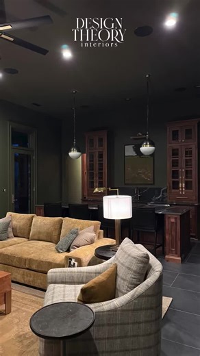 Sneak peak of a recent install! We can’t wait to share the rest of this beautiful project!✨ #interiordesign #designtheory #fullservicedesign #designtheoryinteriors #timelessdesign #interiordesignstudio #designidea #colordrenching #moodyroom #mancave #