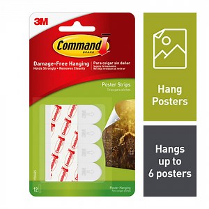 Command Poster Strips, White, Small, 12 Strips/Pack