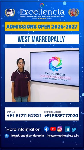 🎓 Excellencia Junior College, West Marredpally — Where Students Become Confident Achievers Rashmi, a student at Excellencia Junior College, highlights what truly sets the institution apart — error analysis and homework analytics that help students learn from mistakes, track progress, and improve consistently. These structured academic tools make learning clearer, easier, and more effective, empowering students with confidence and clarity. 📢 Admissions Open Now 📞 Call IVRS: 91 9121162821 🌐 Vi