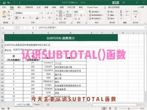 Excel中SUBTOTAL函数