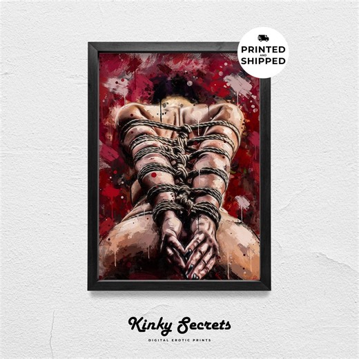 Shibari Erotic Poster Oil Painting Print, Japanese Rope Art Wall Decor, Sensual Nude Artwork, BDSM Aesthetic Gift for Bedroom Wall - Etsy