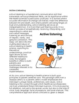 Active Listening in Health Worksheet for Sub-Plan or Classwork & Homework