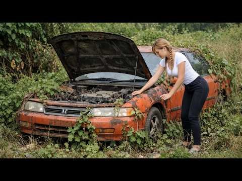 Timelapse : The girl spent 15 days repairing and restoring an old, abandoned Honda motorcycle