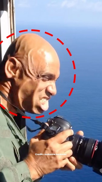 Look at how powerful the wind from the helicopter's rotor blades is.