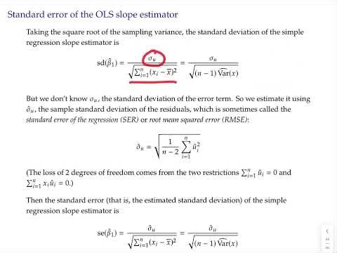 Econometrics topic 3 video 8: Variances and standard errors of OLS estimators