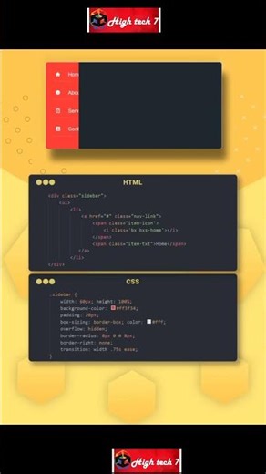 Sidebar Menu Creating Using HTML, CSS AND JS #html #htmltag #anirudha #aa23theme #aa23 #shorts