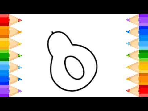 How To Draw Avocado Drawing, Painting & Coloring For Kids and Toddlers_ Child Art 🌈🎨‪@midulart‬