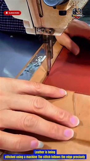 Leather Stitching Process Using Industrial Sewing Machine for Clean Edge Finishing #tools
