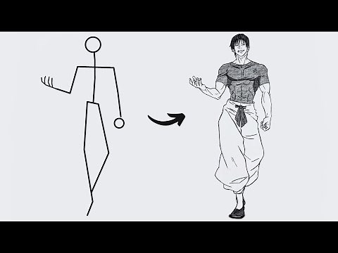 How to Draw Toji Fushiguro Full Body out of a Stickman | Easy Step by Step | Jujutsu Kaisen