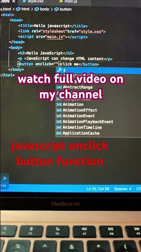 how to add onclick to button in JavaScript|#coding #javascript #onclick #function