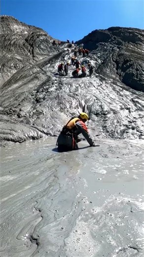 Sliding down a giant mud volcano! #mudslide