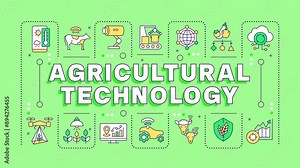 Agricultural technology word cloud animation. Food production, plantation harvesting. Ecology preservation. Animated banner with colorful icons. HD video with alpha channel. Motion graphic