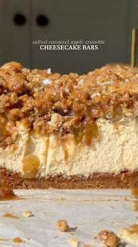 salted caramel apple crumble cheesecake bars 🍎🍂✨ recipe link in description! #fallrecipe #baking