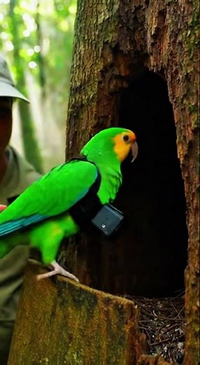Tiny Camera on a Parrot Reveals a Secret Nest #forest