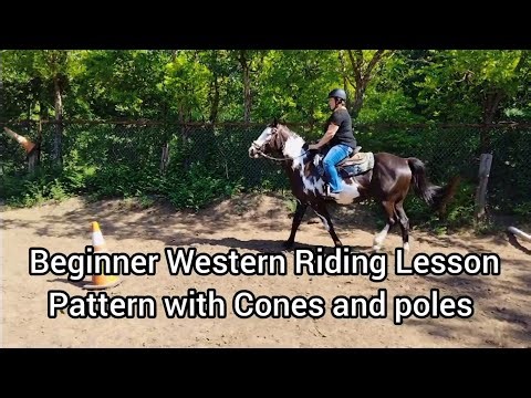 Beginner Western Riding Lesson - Pattern to work on Balance, control and Outside leg at a walk
