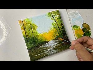 Forest Landscape painting /acrylic painting tutorial/acrylic painting for beginners tutorial