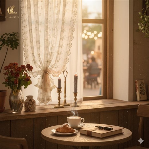 Floral Lace Curtain Panel | Beige Sheer Tulle Window Curtain for Kitchen Bedroom Home Decor Valentine’s Day - Etsy