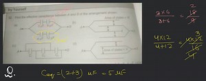 Find the effective capacitance between A and B of the arrangeme... | Filo