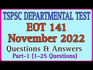 EOT 141 previous paper November2022 |#TSPSC departmental test previous papers |SGT departmental test