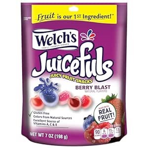 Welch's Juicefuls Juicy Fruit Snacks, Berry Blast, Fruit Gushers, Sharing Size Bags, 7 oz (Pack of 1)