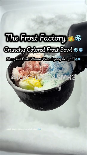 The Frost Factory 👑❄️ A crunchy, colorful frost bowl ❄️ Bright crystals, deep crunch, pure satisfaction. This is just a taste… The full 8-minute bowl is on YouTube ASMR only ❄️ All ice shown is safe, edible, and colored ice.🧊 Mangkuk frost warna-warni yang renyah ❄️ Kristal cerah, bunyi crunch dalam, sangat memuaskan. Ini baru sedikit… Versi lengkap 8 menit ada di YouTube 🧊 Hitting 5K felt right to acknowledge here. Thank you to everyone who’s found little ole me 🥹🥰 Enjoy this quick bite. #