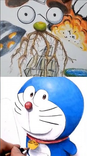 ドラえもんの絵描き歌を歌詞のままとガチで描いて比較してみた #イラスト #shorts