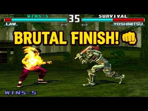 Tekken 3 Law Survival Mode – INSANE Super Punch Finish! [4K]