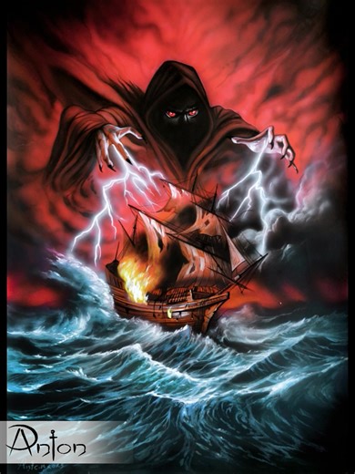 Anton painting the coverart for the upcoming debut album "Ill Fated Voyage" by Iron Brigade | Stormspell Records