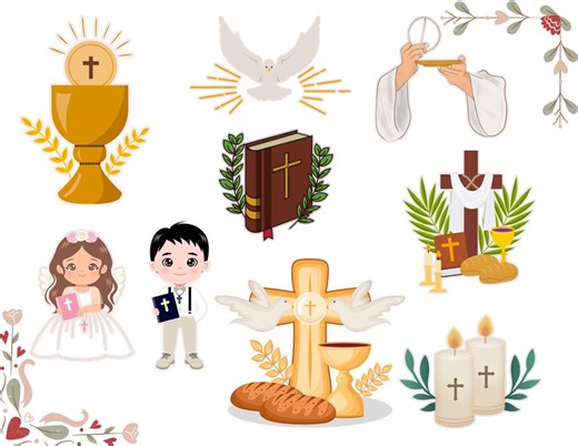 First Communion Digital Stickers PNG | Christian Religious Clipart - Etsy