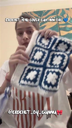 Crochet iPad cover cum mini bag 💙Simple, stylish & handmade 🧶DM for orders ✨