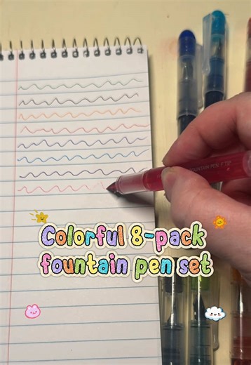 Vibrant 8-Piece Fountain Pen Set for Creative Writing