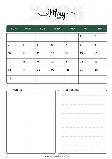 Printable May 2026 Calendar (US) | A4 & Letter Size | May 2026 Calendar Printable | Free PDF