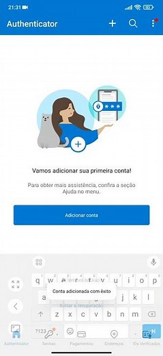 Adicionar uma nova conta ao Authenticator