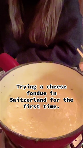 Traditional Swiss Cheese Fondue 🇨🇭🫕 A classic Swiss dish made by melting Gruyère and Vacherin cheese with white wine, garlic, and a splash of kirsch. Served bubbling hot with crusty bread, it’s meant to be shared slowly, especially after a cold mountain day. Simple ingredients, rich flavour, and pure alpine comfort food. #switzerland🇨🇭 #vanlifetravel #vanlife #foodtok #fyp