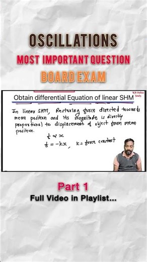 Class 12th Physics Oscillations Obtain Differential Equation Of Linear SHM #shortvideo #shorts 