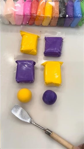 Mixing Colors 💛+💜=?? #satisfying #polymerclay #oddlysatisfying #mix